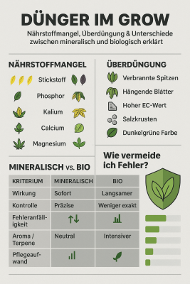 Dünger im Grow – Nährstoffmangel, Überdüngung &amp; Unterschiede zwischen mineralisch und bio - Dünger im Grow – Nährstoffmangel, Überdüngung &amp; Unterschiede zwischen mineralisch und bio