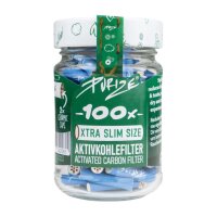PURIZE® XTRA Slim 5,9mm Size Aktivkohlefilter 100 Stück per Glas Blau