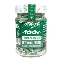 PURIZE® XTRA Slim 5,9mm Size Aktivkohlefilter 100 Stück per Glas Grün