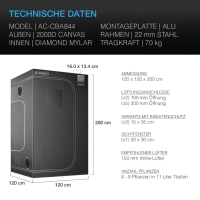CLOUDLAB 866 Advance Grow Zelt 150 x 150 x 200 cm –...