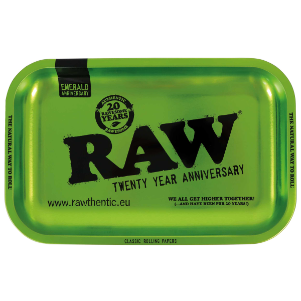 RAW Emerald Green Metal Rolling Tray – 20th Anniversary