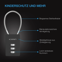 AC Infinity Kombinationsschloss mit Stahlkabel – 2er Pack