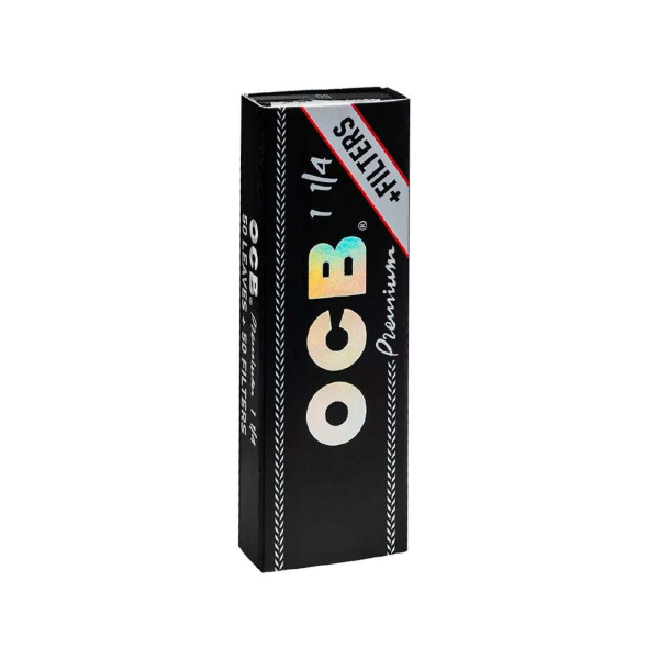 OCB Premium Schwarz 1¼ + Tips – 50 Blättchen Set