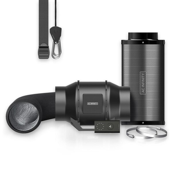 AC Infinity Luftfilter-Set 200 mm mit Geschwindigkeitsregler – Inline-Ventilator & Aktivkohlefilter-Kombi