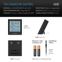 AC Infinity CloudCom B1 Smart Thermo-Hygrometer – mit 3,6 m Sensor-Sonde und App-Anbindung
