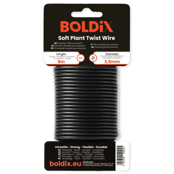 Boldix Twist Wire 8-Meter (3,5mm | Pflanzen-Bindedraht | Schwarz)