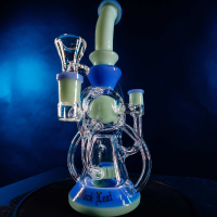 Black Leaf Recyclebong mit Perkolator (blau/grün) – Honeycomb Diffusor Bong