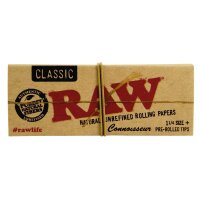 RAW Connoisseur 1 1/4 mit Pre-Rolled Tips – Papers