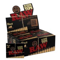 RAW Black Pre-Rolled Wide Tips W-Shape – 18 Tips