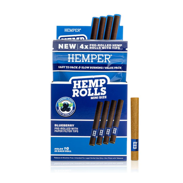 Hemper King Size Hemp Rolls + Glass Tip 4-Pack – Blueberry