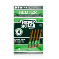 Hemper King Size Hemp Rolls + Glass Tip 4-Pack –...
